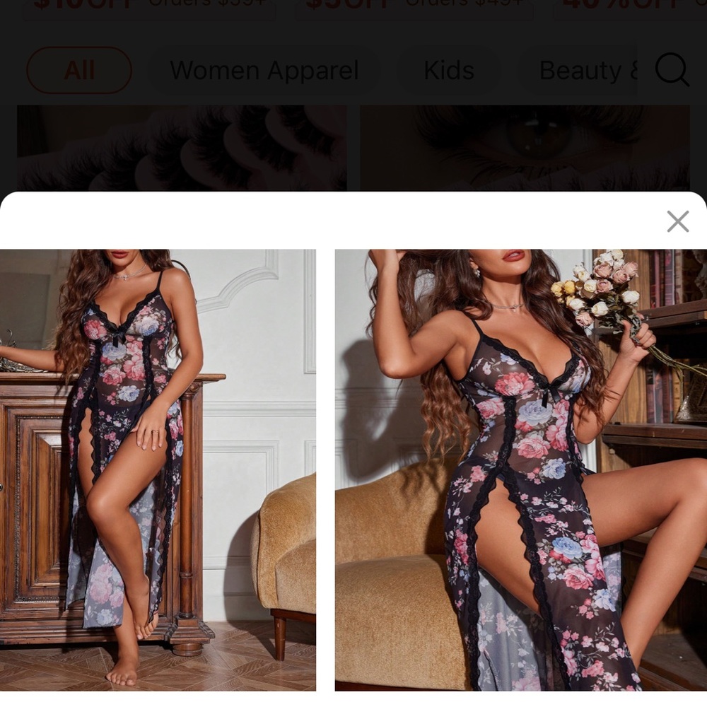 Otherwild Black Floral Lace Chemise